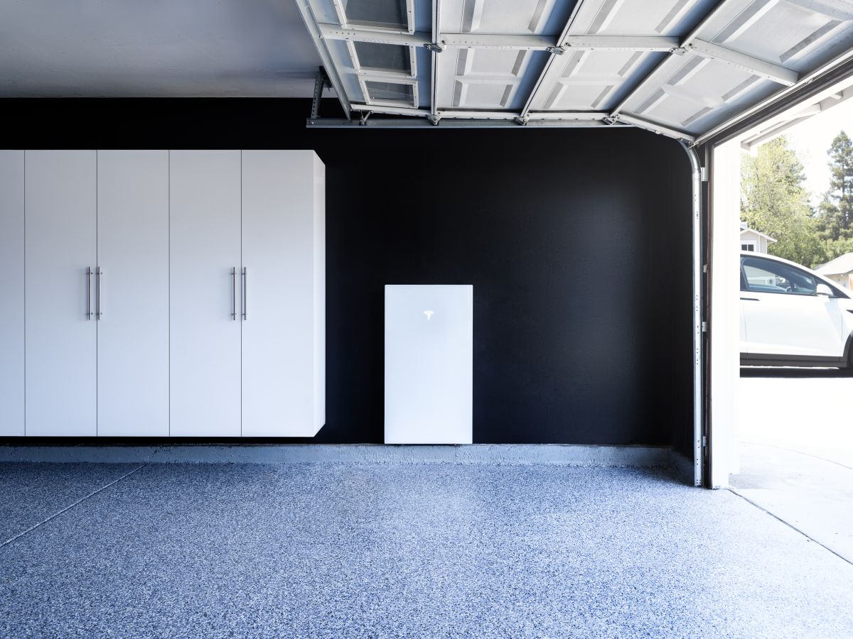 Tesla power wall at garage